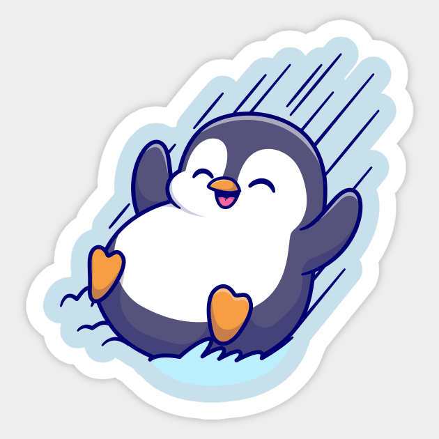 Cute Penguin Sliding On Ice Cartoon Sticker by Catalyst Labs